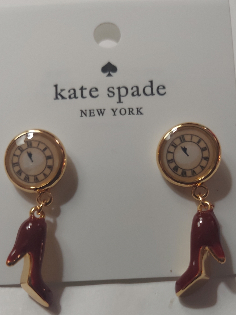 Earrings with shoe and clock charms...Kate Spade